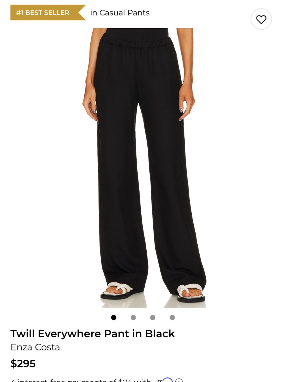 Enza Costa Black Elastic-Waist Trousers size large